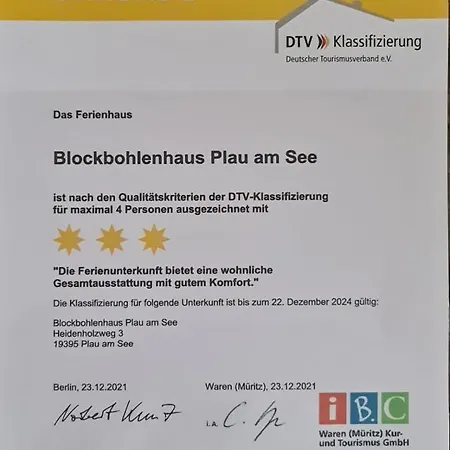 Ferienhaus Blockbohlenhaus Plau Am *